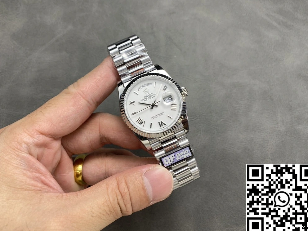 Day Date Steel QF v5 36mm White Dial Rolex M128236-0017 Factory Tungsten 0113